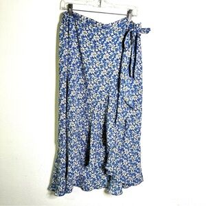 Max Studio cottagecore Parisian casual picnic core Blue Floral Maxi Skirt sz XL